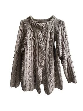 ALPS Acrylic & Lambswool Cable Cardigan Sweater Sz M